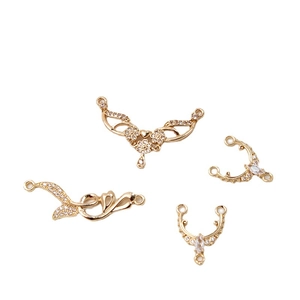 Golden DIY jewelry connectors with micro-set zircon for hair sticks and tassels