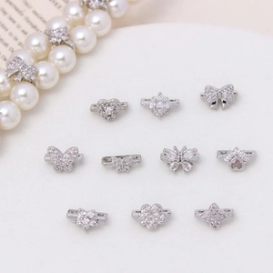 Separadores plateados con circonita para joyería, con formas de corazón y estrella