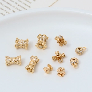 Distanziatori in rame placcato oro con zirconi micro-pavé per braccialetti fai-da-te