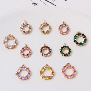 Pendentif couronne en zircon coloré finition or 18 carats pour création de bijoux DIY