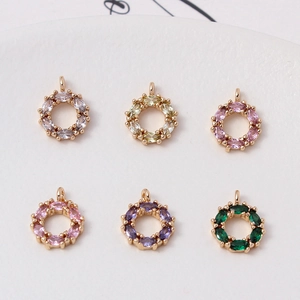 Pendentifs couronne ronde en zircone marquise colorée pour création bijoux DIY