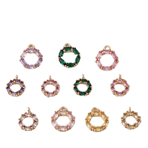 Pendentifs couronne de fleurs en zircons colorés marquise pour bijoux DIY