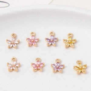 Bunte Zirkonia Blumenanhänger in Goldfassung für DIY Ohrringe und Schmuckherstellung