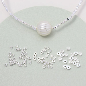 Perles triangulaires argentées irrégulières avec perle rayée pour création de bijoux DIY