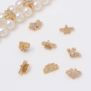 Separadores dorados de circonita con forma de corazón y estrella para joyería artesanal