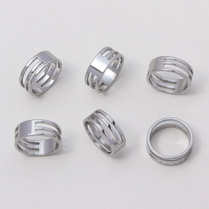 Set of 6 silver stainless steel geometric jump ring tools for DIY jewelry making