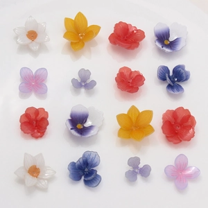 Detailed set of 16 colorful resin floral charms with holes for DIY jewelry making
