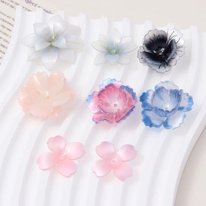 DIY 3D heat shrink gradient flower beads for vintage hair accessories and jewelry making