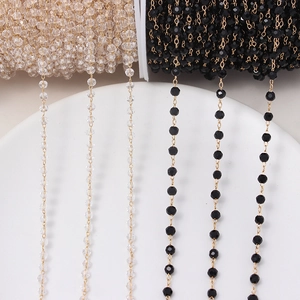 DIY 3mm κρυστάλλινη αλυσίδα με χρυσή επίστρωση για χειροποίητα κοσμήματα και κατασκευές