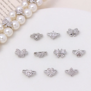 Copper micro-pave zircon butterfly spacers for DIY pearl necklace and jewelry making