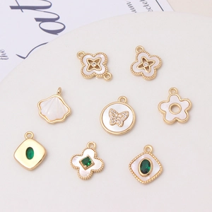Golden flower shell pendants and charms collection for DIY necklace and jewelry making