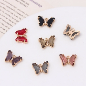 Pendentifs papillon en cristal avec cadre doré pour création de bijoux DIY