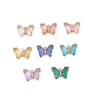 Mini pendentifs papillon en cristal et zircon colorés pour création de bijoux DIY