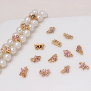 Micro-inlaid zircon flower and butterfly spacer beads for DIY pearl jewelry making