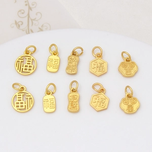 Pendentifs en sable doré avec caractères chinois traditionnels pour bijoux DIY