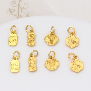 Pendentifs en sable doré avec caractères chinois pour la création de bijoux DIY