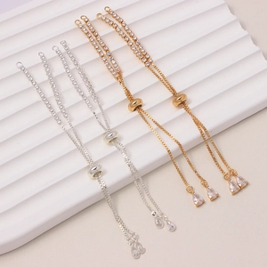 Braccialetti regolabili placcati in oro e argento con zirconi cubici micro-incastonati