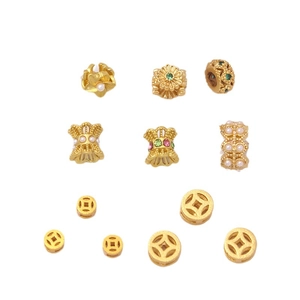 Cuentas espaciadoras doradas caladas con perlas para crear pulseras de joyería DIY tradicionales