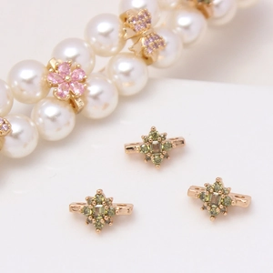 Detailed macro view of gold-plated star charms with green zircon for DIY jewelry making