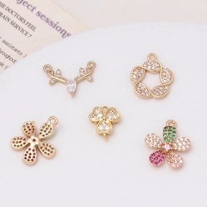 Exquisite gold-plated micro-pave zircon pendants in deer antler and floral shapes