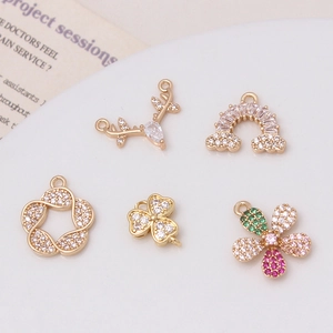 Micro-pasted zircon pendants with deer horn, rainbow and flower shapes for DIY jewelry