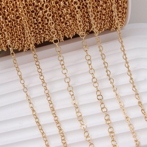 Bobine de chaîne croisée plaquée or polie pour la création de bijoux DIY et colliers