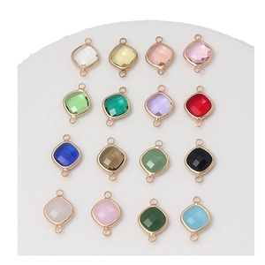 Pendentifs colorés en verre cristal avec cadre doré pour la création de bijoux DIY