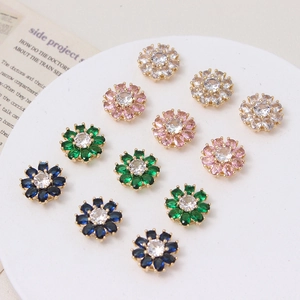 Daisy flower charm beads with colorful sparkling zirconia for DIY jewelry making
