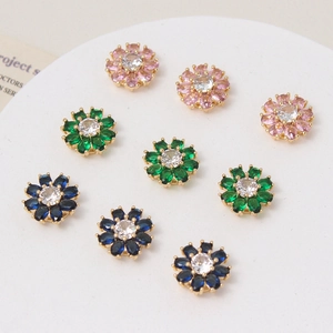 Sparkling daisy flower bead charms with colorful crystals and zircon for DIY bracelets