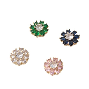 Sparkling crystal daisy flower charms with colorful zircon stones in gold metal setting