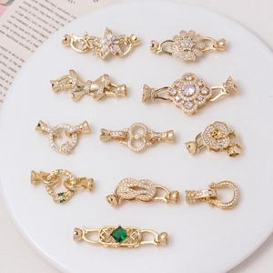 Fermoirs de bijoux plaqués or 14K avec zircons pour création de colliers et bracelets