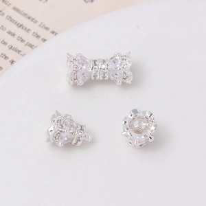 Detail of 14K gold-plated copper screw clasp with zircon inlay for DIY jewelry