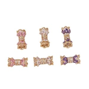 14K gold plated zircon screw clasps in crown and bow shapes for DIY necklaces