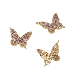 Colgantes de mariposa hueca de oro de 14K para hacer pulseras y collares de perlas DIY