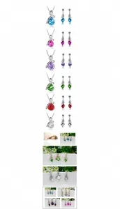 Makro-Detail des Tropfen-Schmucksets mit Kristall-Halskette und Ohrring-Texturen