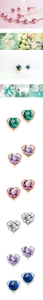 Detailed view of heart-shaped crystal jewelry set including necklace and earrings