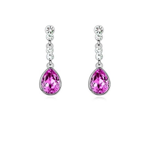 Eleganti orecchini a goccia in argento con cristallo magenta e pietre bianche