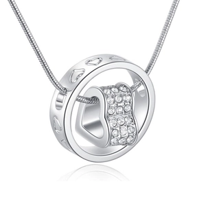 Legierung Strass Herz Kreis Anhänger Halskette Mit Schlangenkette Elegant Romantisch Damen Mode Schmuck Valentinstag Geschenk