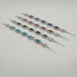 Exquisite Silver Plated Copper Claw Chain Rhinestone Bracelet For Women Marquise Cut Acrylic Gemstone Bridal Jewelry Bracelet