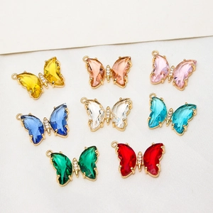 Pendentifs papillons en cristal doré élégants en 8 couleurs pour bijoux DIY