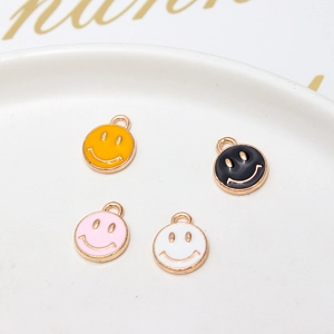 DIY zinc alloy smiley face charms in multiple colors for earrings and jewelry making