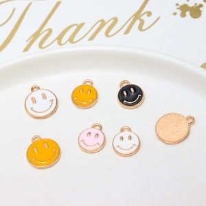 Cute round smiley face enamel charms in multiple colors for DIY jewelry making earrings