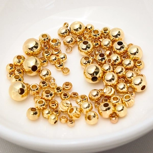 Polished 18K gold plated brass round beads and pendant bases for DIY jewelry making