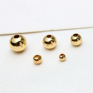 Polished 18K gold-plated spacer beads in five sizes for DIY jewelry making