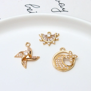 Vergulde messing hangers met micro-pave zirkonia voor DIY-sieraden maken