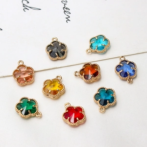 Pendentifs fleurs 12mm dorés avec cristaux colorés pour boucles d'oreilles et bracelets