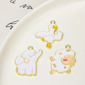 Cartoon elephant, duck and sheep enamel charms for DIY jewelry making and bracelet crafts
