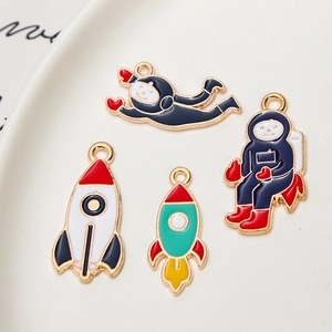 DIY astronaut and rocket alloy enamel pendants for jewelry making necklaces and earrings