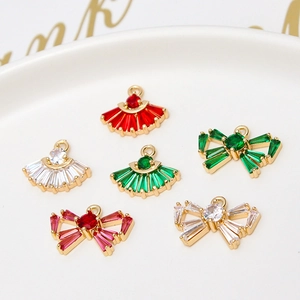 Koperen Ingelegde Strass Strik Waiervormige Bedeltjes Voor DIY Halsketting Armband Oorbel Sieraden Maken Accessoires Hangers