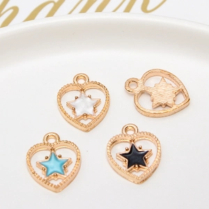 Goldlegierung Herz Stern Anhänger Set mit Emaille für DIY Schmuckherstellung